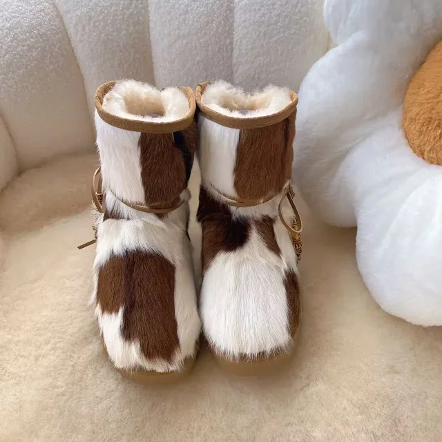 Unbranded Boots Fur-Trim Lace-Up Ankle product detail image 3