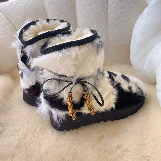 Unbranded Boots Fur-Trim Lace-Up Ankle product detail image 8
