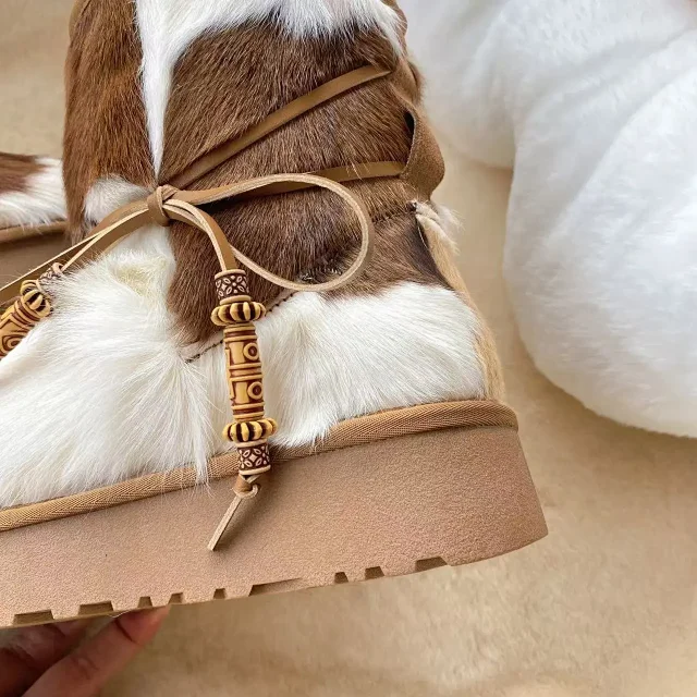 Unbranded Boots Fur-Trim Lace-Up Ankle product detail image 4
