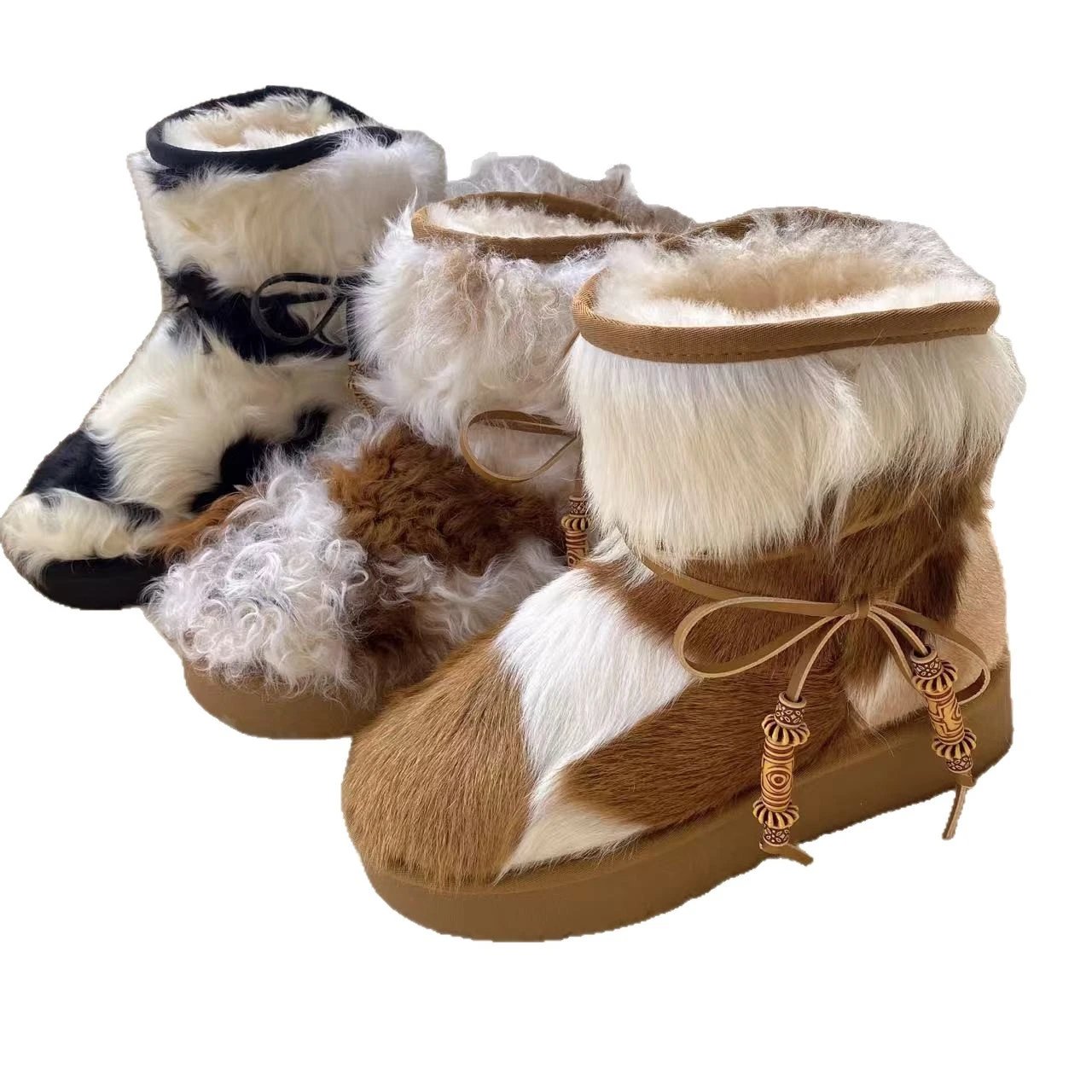 Unbranded Boots Fur-Trim Lace-Up Ankle image 5