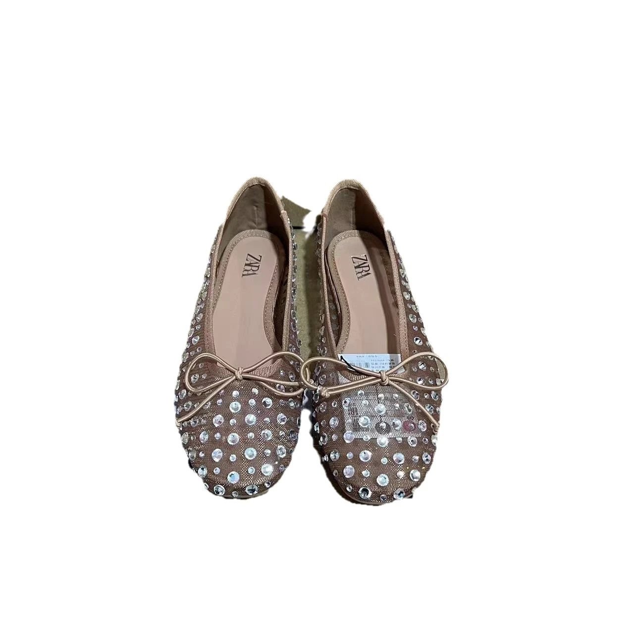 Zara Casual Shoes Rhinestone Mesh Ballet Flats with Bow image 5
