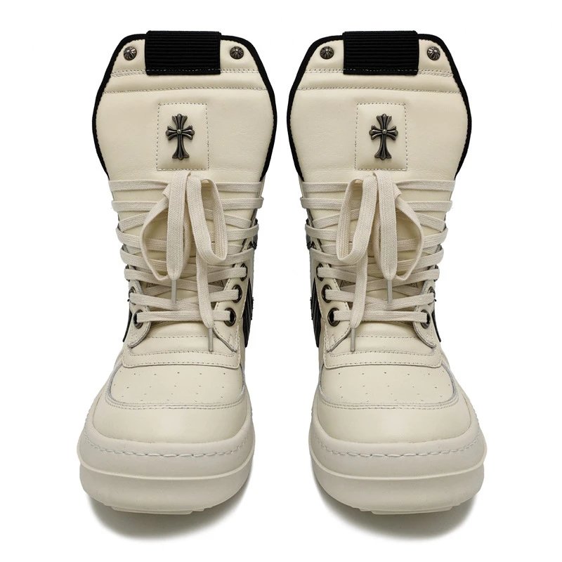 Rick Owens Boots High-Top Lace-Up Side-Zip with Cross Hardware image 5