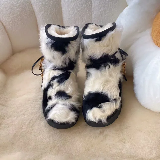 Unbranded Boots Fur-Trim Lace-Up Ankle product detail image 7