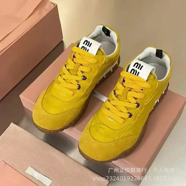 Miu Sneakers Nylon and suede lug-sole product detail image 18