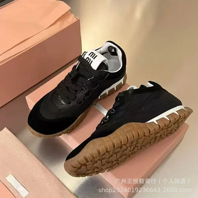 Miu Sneakers Nylon and suede lug-sole product detail image 21