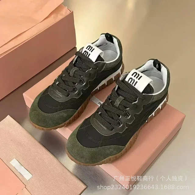 Miu Sneakers Nylon and suede lug-sole product detail image 24