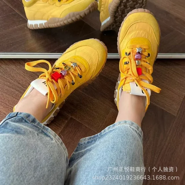 Miu Sneakers Nylon and suede lug-sole product detail image 40