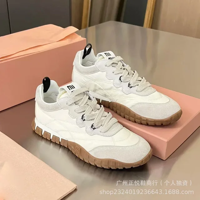 Miu Sneakers Nylon and suede lug-sole product detail image 11