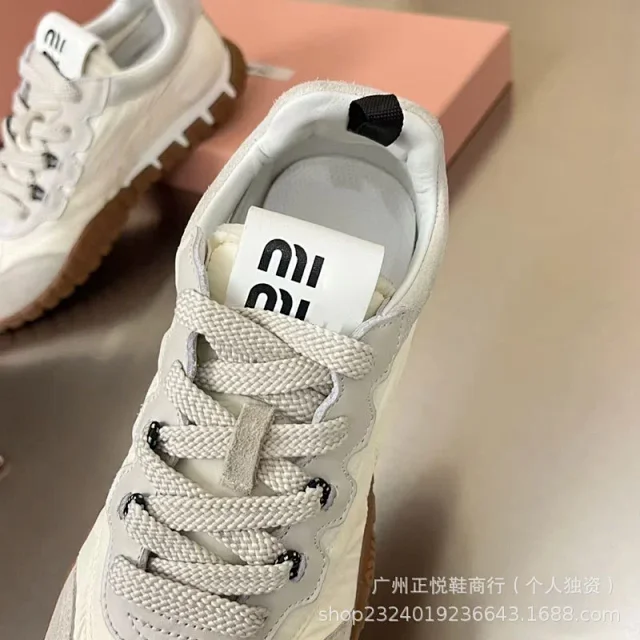 Miu Sneakers Nylon and suede lug-sole product detail image 14