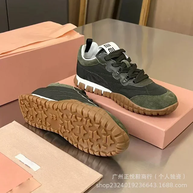 Miu Sneakers Nylon and suede lug-sole product detail image 26