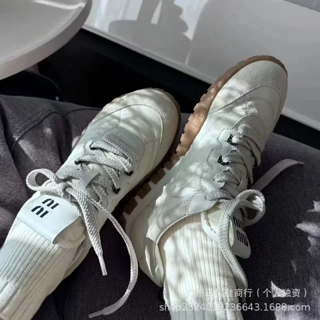 Miu Sneakers Nylon and suede lug-sole product detail image 30