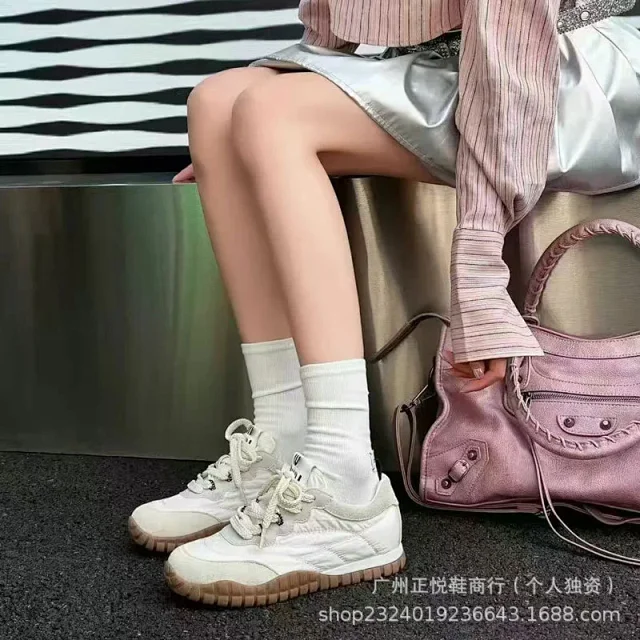 Miu Sneakers Nylon and suede lug-sole product detail image 35