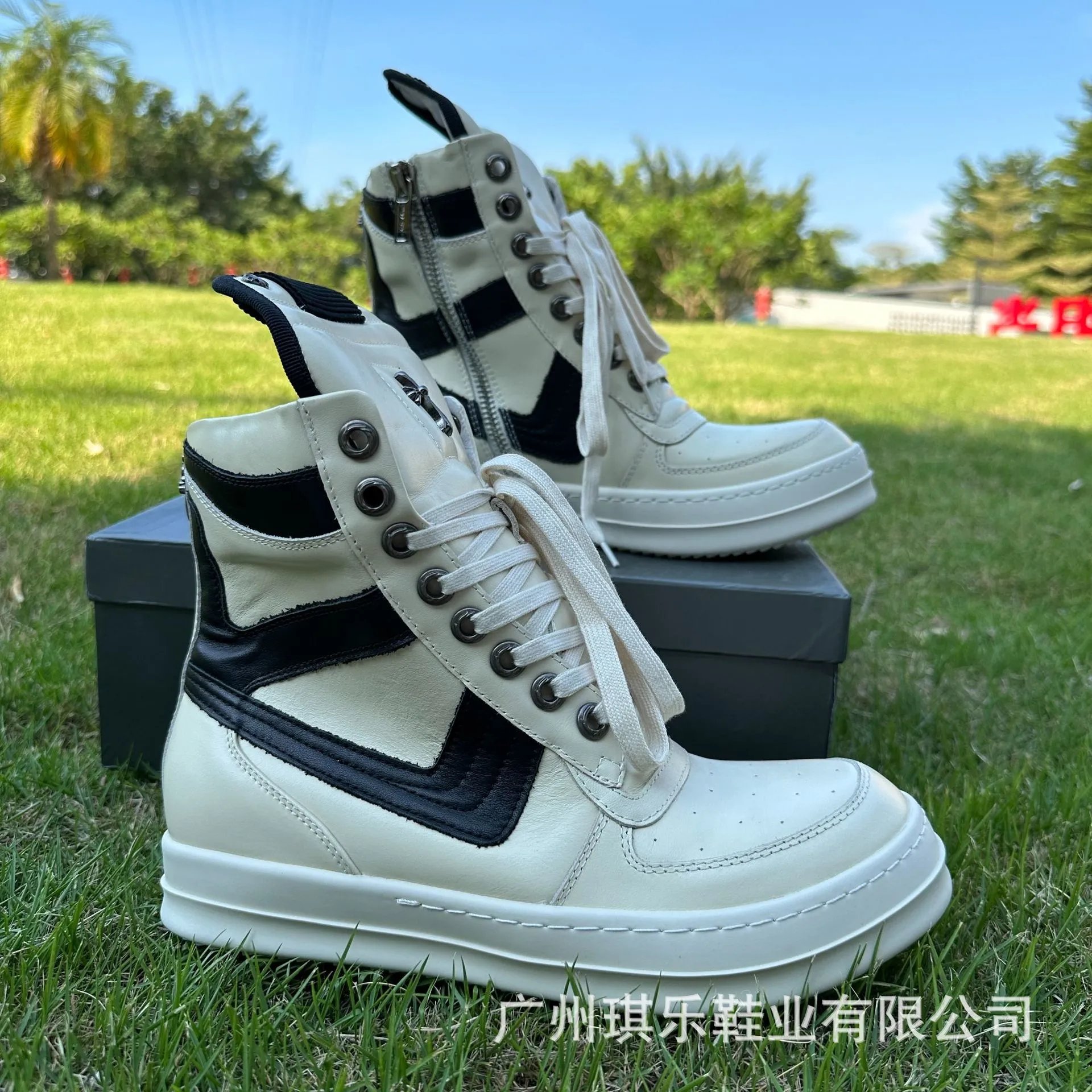 Rick Owens Boots High-Top Lace-Up Side-Zip with Cross Hardware image 3