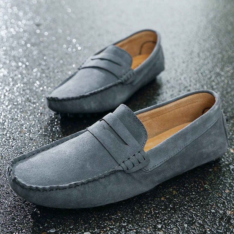 Unbranded Casual Shoes Suede Penny Loafers with Rubber Driving Sole image 2
