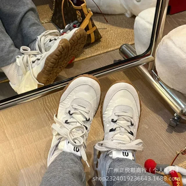 Miu Sneakers Nylon and suede lug-sole product detail image 1