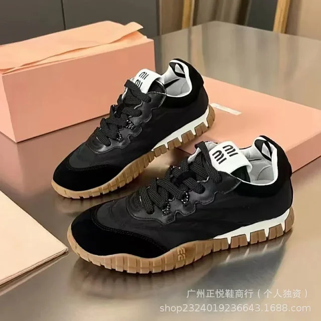 Miu Sneakers Nylon and suede lug-sole product detail image 22
