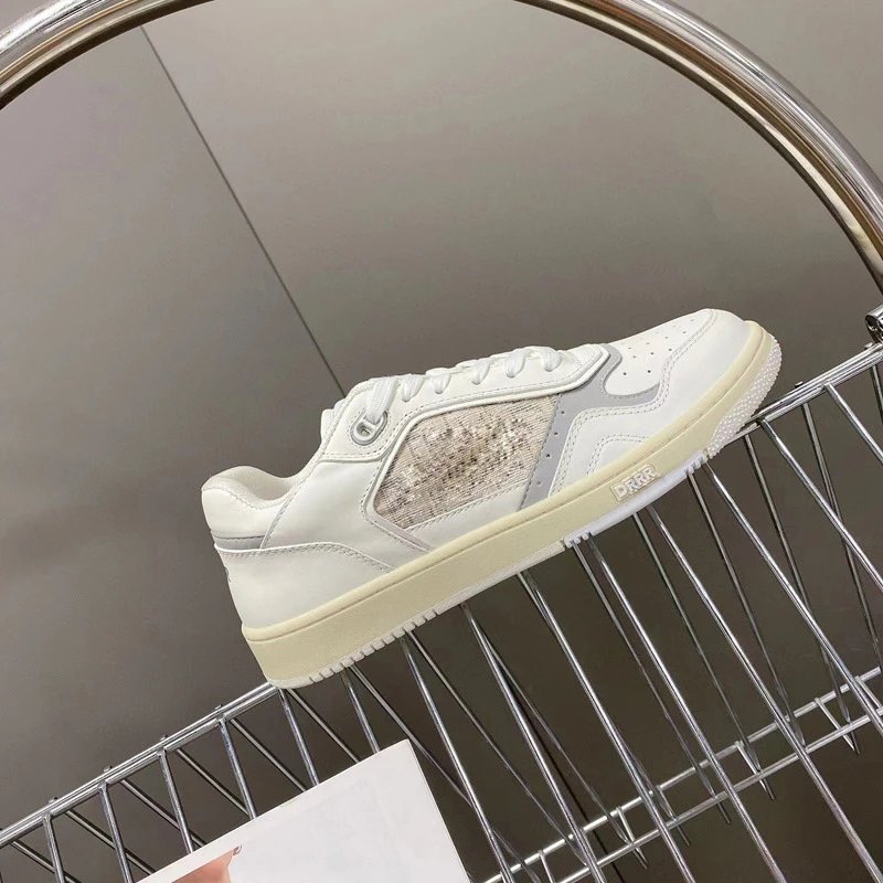 Design Low-Top Sneaker with Sequin Panel White Beige Sneakers
