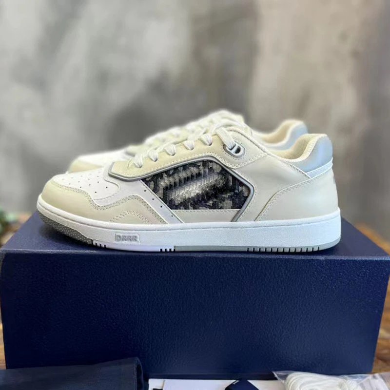 Dior B23 Low Cream with Oblique Print Sneakers