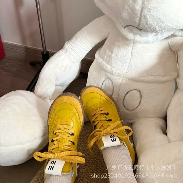Miu Sneakers Nylon and suede lug-sole product detail image 4