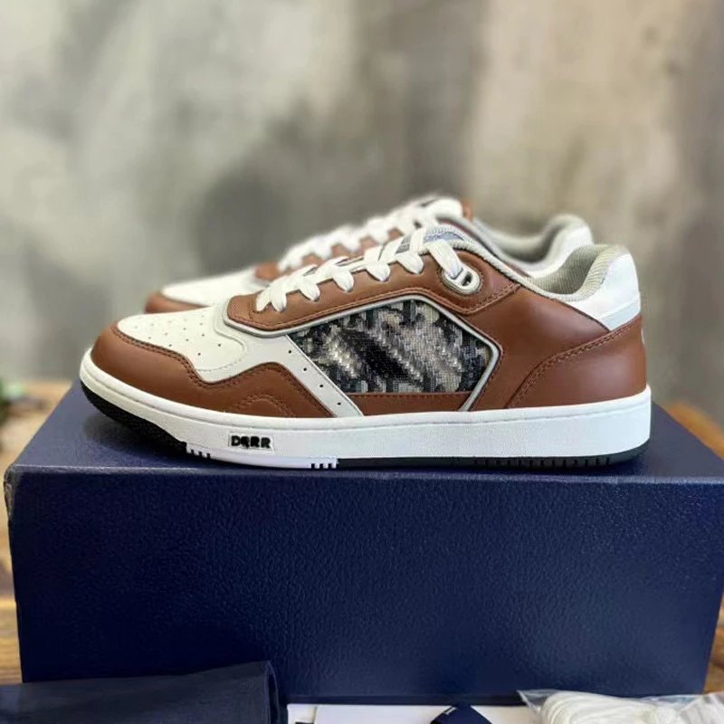 Dior B23 Low Brown and White Sneakers