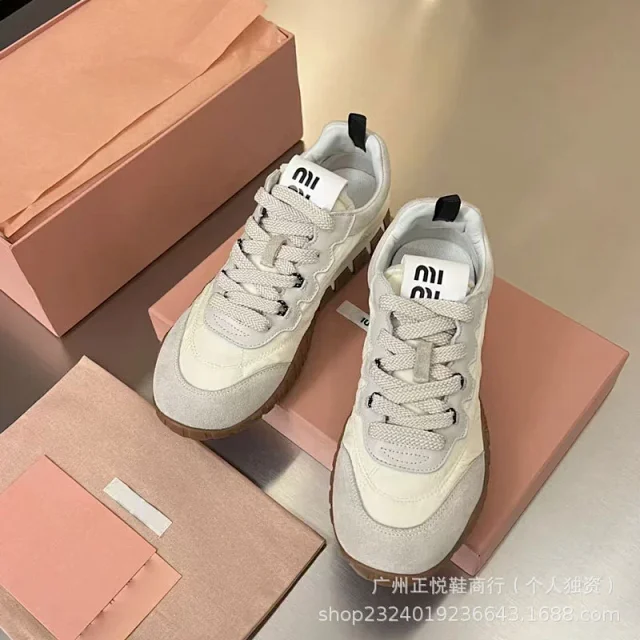 Miu Sneakers Nylon and suede lug-sole product detail image 9