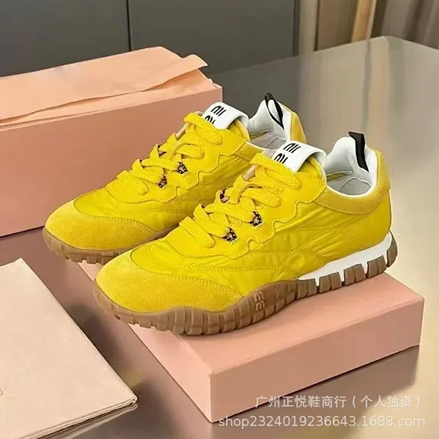 Miu Sneakers Nylon and suede lug-sole product detail image 19