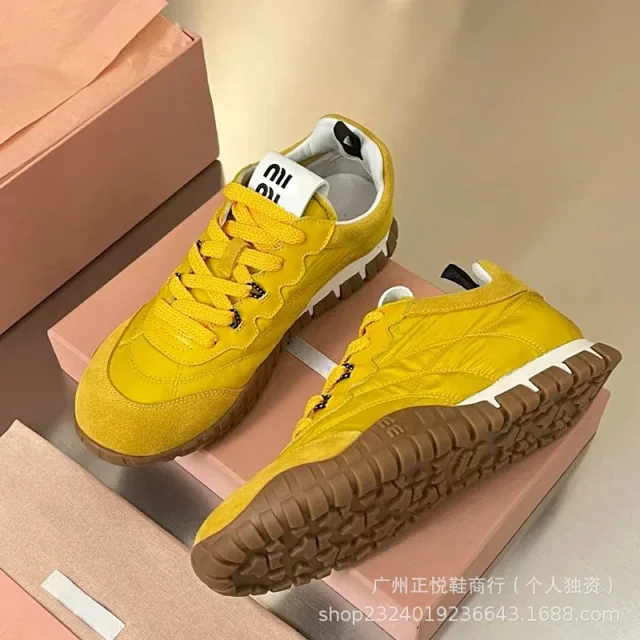 Miu Sneakers Nylon and suede lug-sole product detail image 20