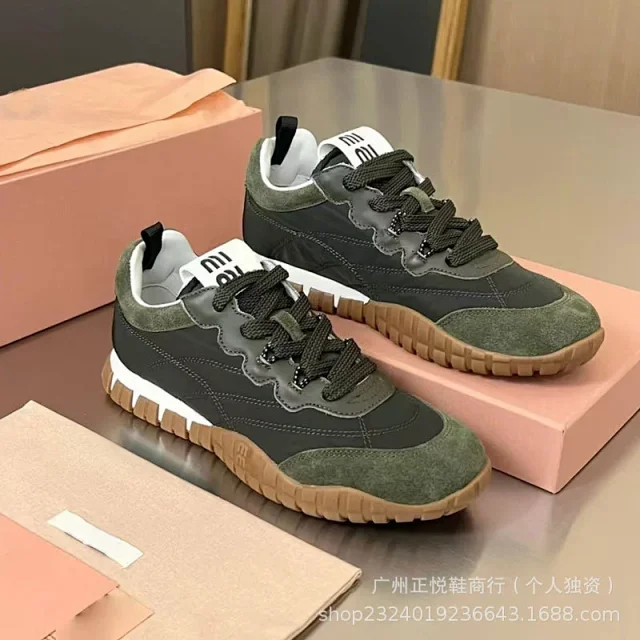 Miu Sneakers Nylon and suede lug-sole product detail image 27