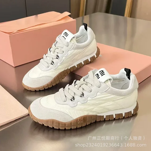 Miu Sneakers Nylon and suede lug-sole product detail image 7