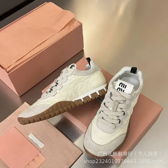 Miu Sneakers Nylon and suede lug-sole product detail image 10