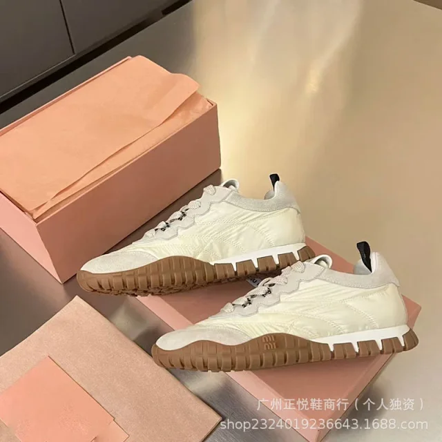 Miu Sneakers Nylon and suede lug-sole product detail image 13