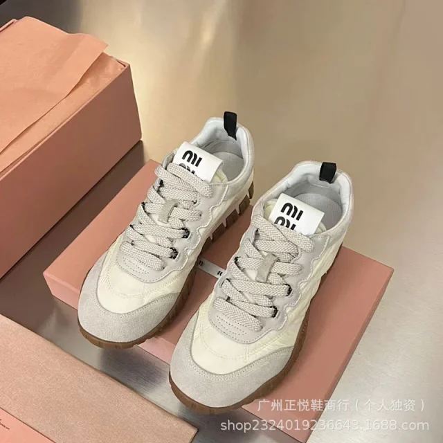 Miu Sneakers Nylon and suede lug-sole product detail image 8