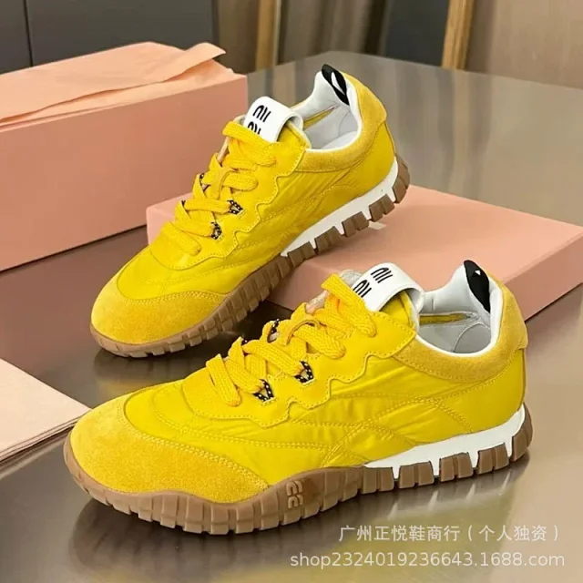 Miu Sneakers Nylon and suede lug-sole product detail image 17