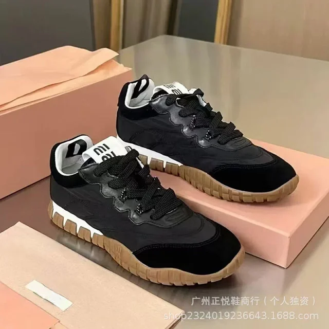 Miu Sneakers Nylon and suede lug-sole product detail image 23