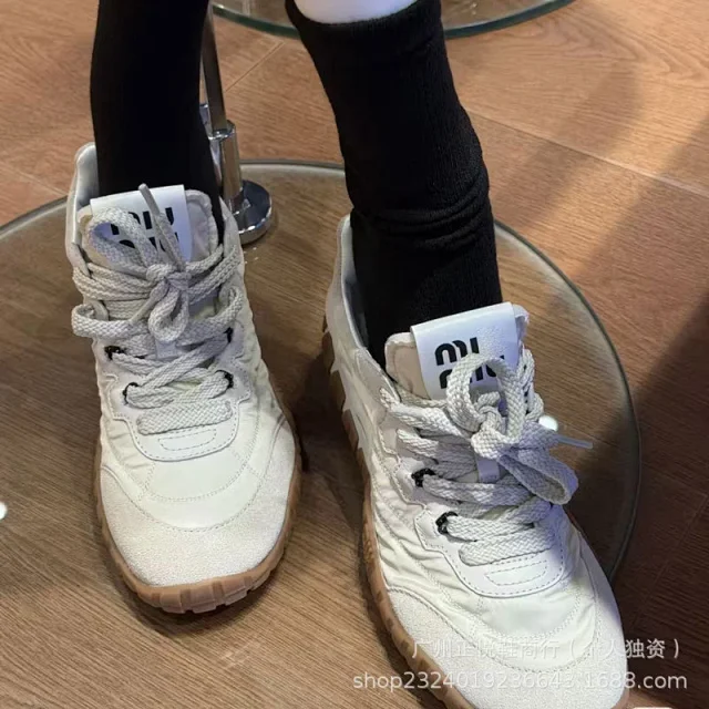 Miu Sneakers Nylon and suede lug-sole product detail image 31