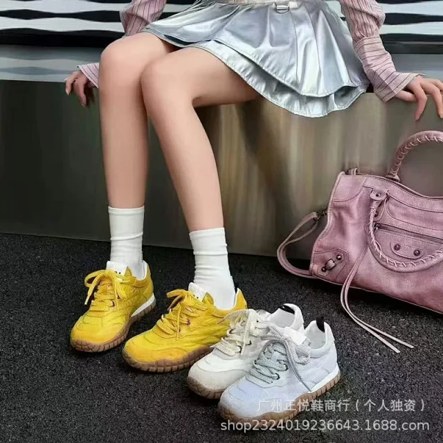 Miu Sneakers Nylon and suede lug-sole product detail image 36