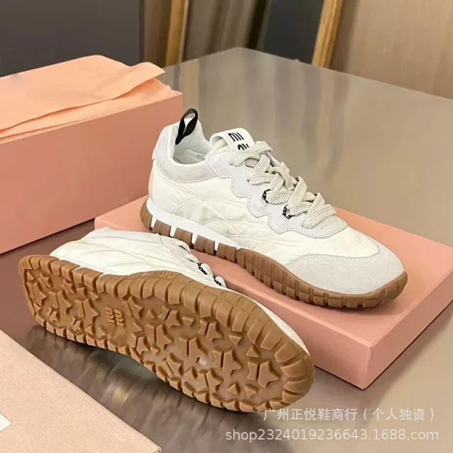 Miu Sneakers Nylon and suede lug-sole product detail image 12