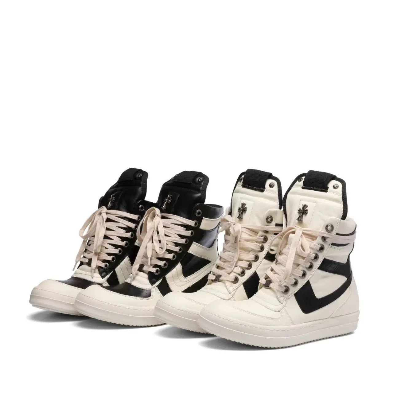 Rick Owens Boots High-Top Lace-Up Side-Zip with Cross Hardware image 4