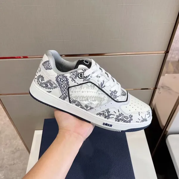 Dior B23 Low Top Red White Snake-Print Sneakers - 11