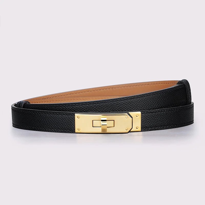 Hermès Kelly Reversible Belt Black/Tan Epsom Leather Gold-Tone Buckle
