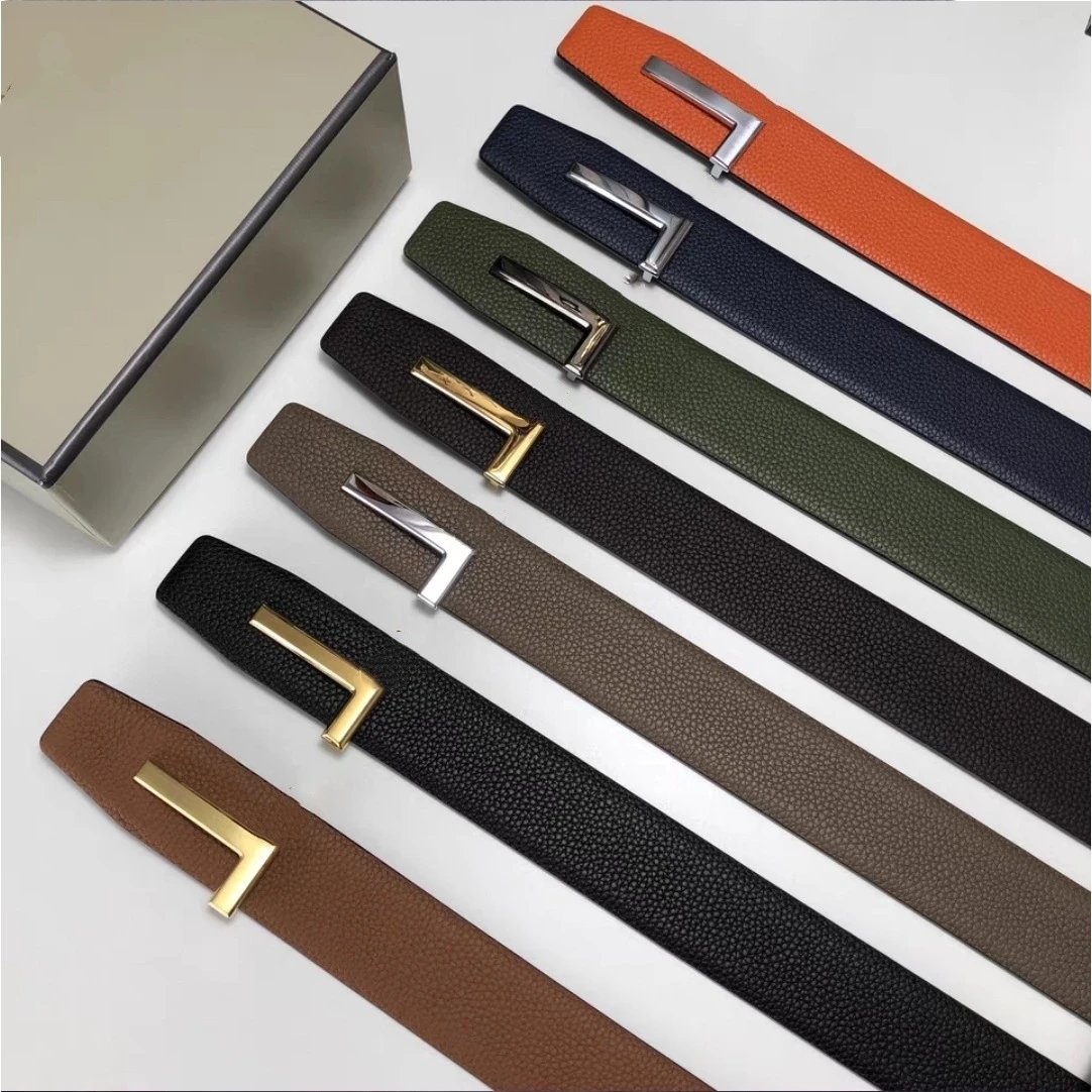 Hermes T Buckle Belt Grained Togo Leather Orange Navy Olive Black Taupe Brown 32mm