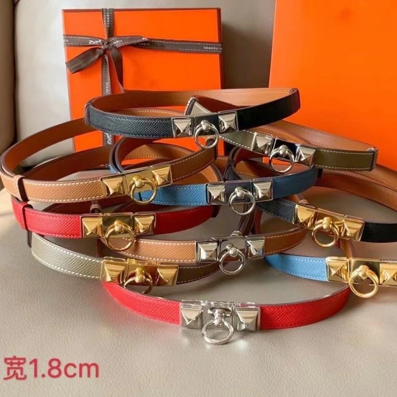 Hermès Collier de Chien 1.8cm Leather Belt Pyramid Studs O-Ring Buckle