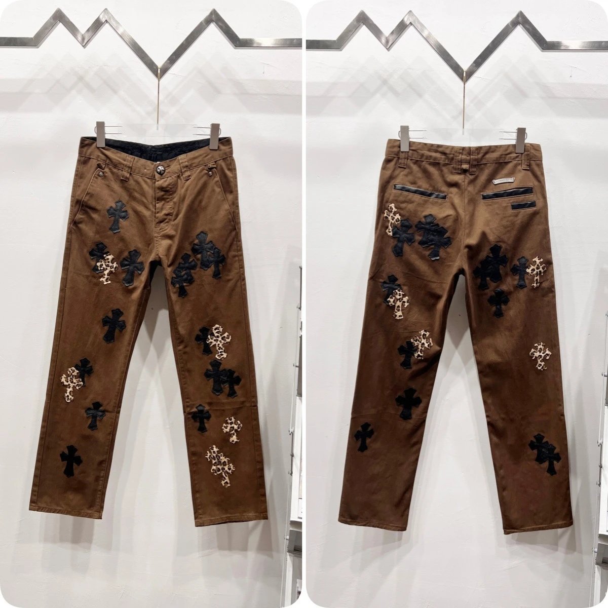 Unbranded Jeans Cross appliqué patchwork loose-fit — Dark brown R 030