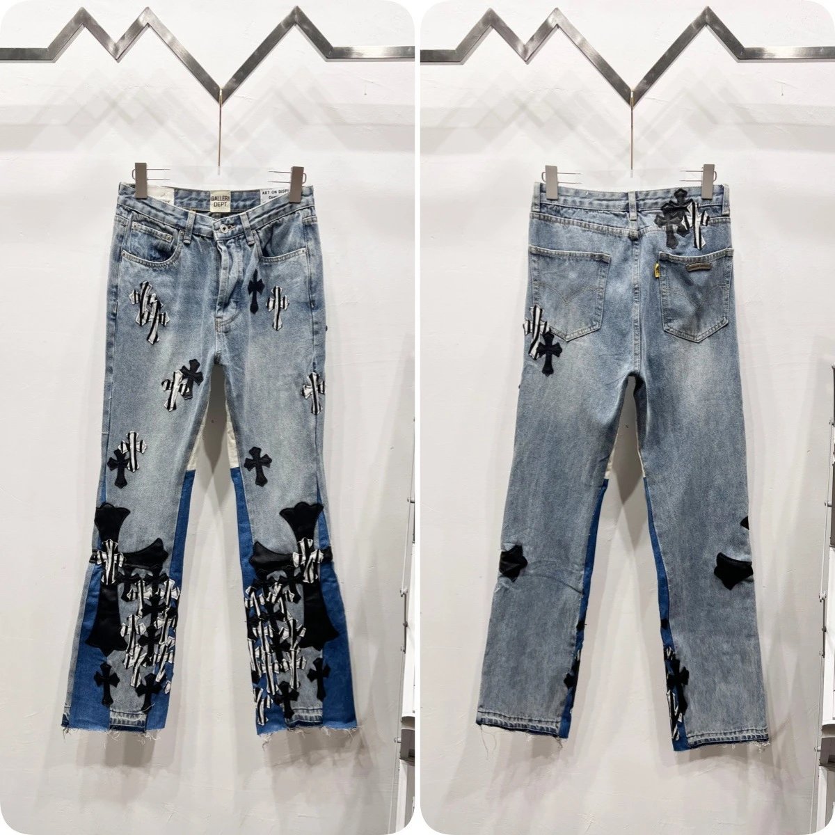 Unbranded Jeans Cross appliqué patchwork loose-fit — Blue R 021
