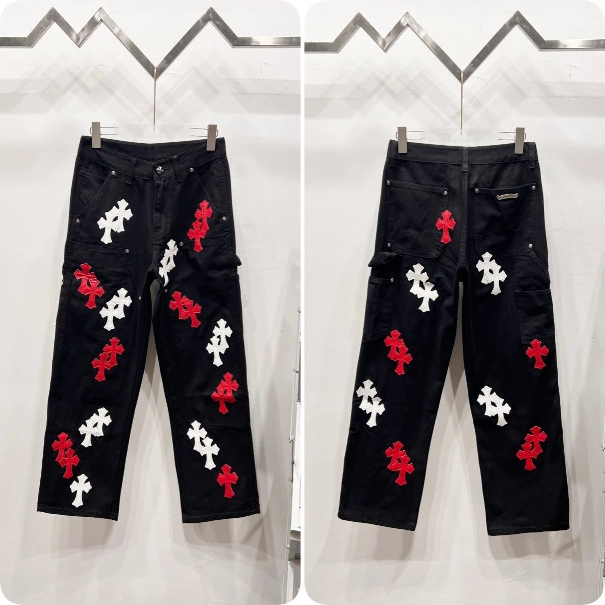 Unbranded Jeans Cross appliqué patchwork loose-fit — Black R 017