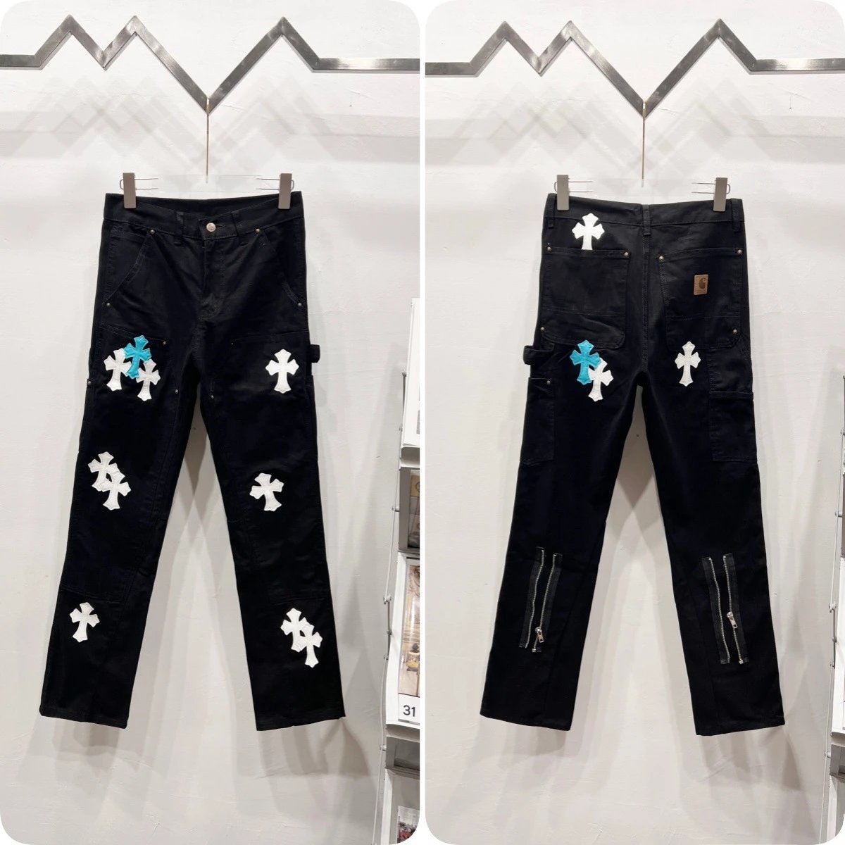 Unbranded Jeans Cross appliqué patchwork loose-fit — Black R 025