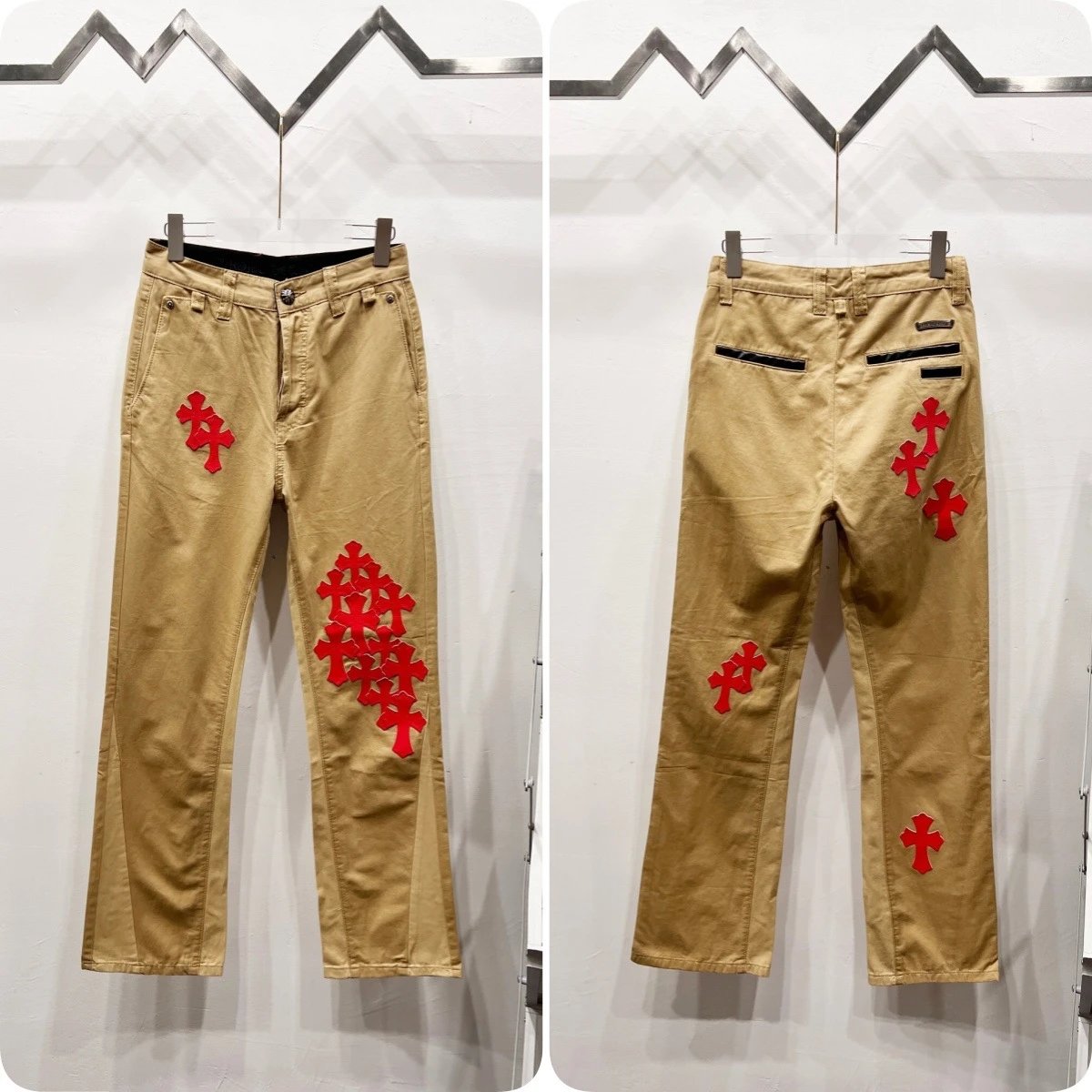 Unbranded Jeans Cross appliqué patchwork loose-fit — Khaki S 001