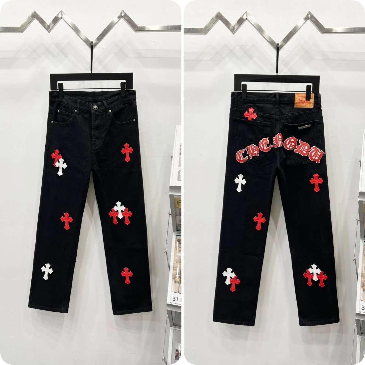 Unbranded Jeans Cross appliqué patchwork loose-fit — Black K 750
