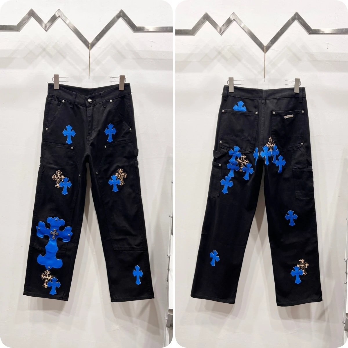 Unbranded Jeans Cross appliqué patchwork loose-fit — Blue R 31