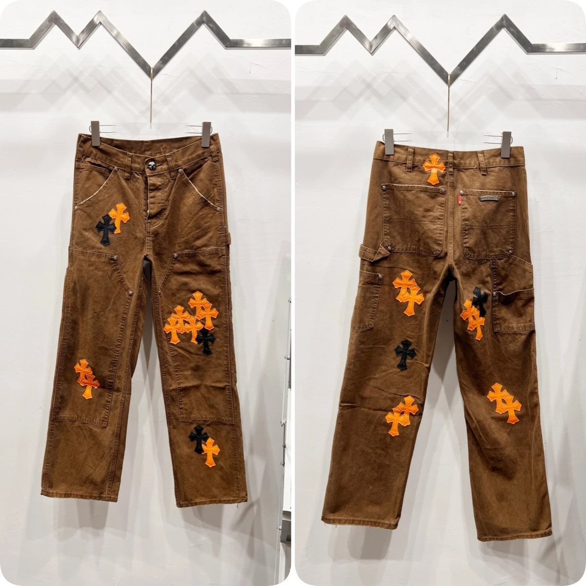 Unbranded Jeans Cross appliqué patchwork loose-fit — Brown R 024